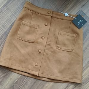 Adorable Tan Sadle High Waisted Suede Skirt